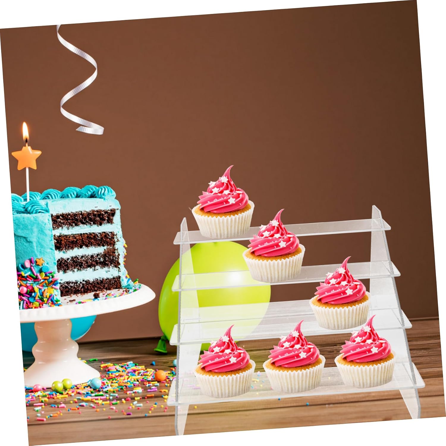 PRETYZOOM Acrylic 4 Tier Display Rack for Cupcakes and Figures image 5