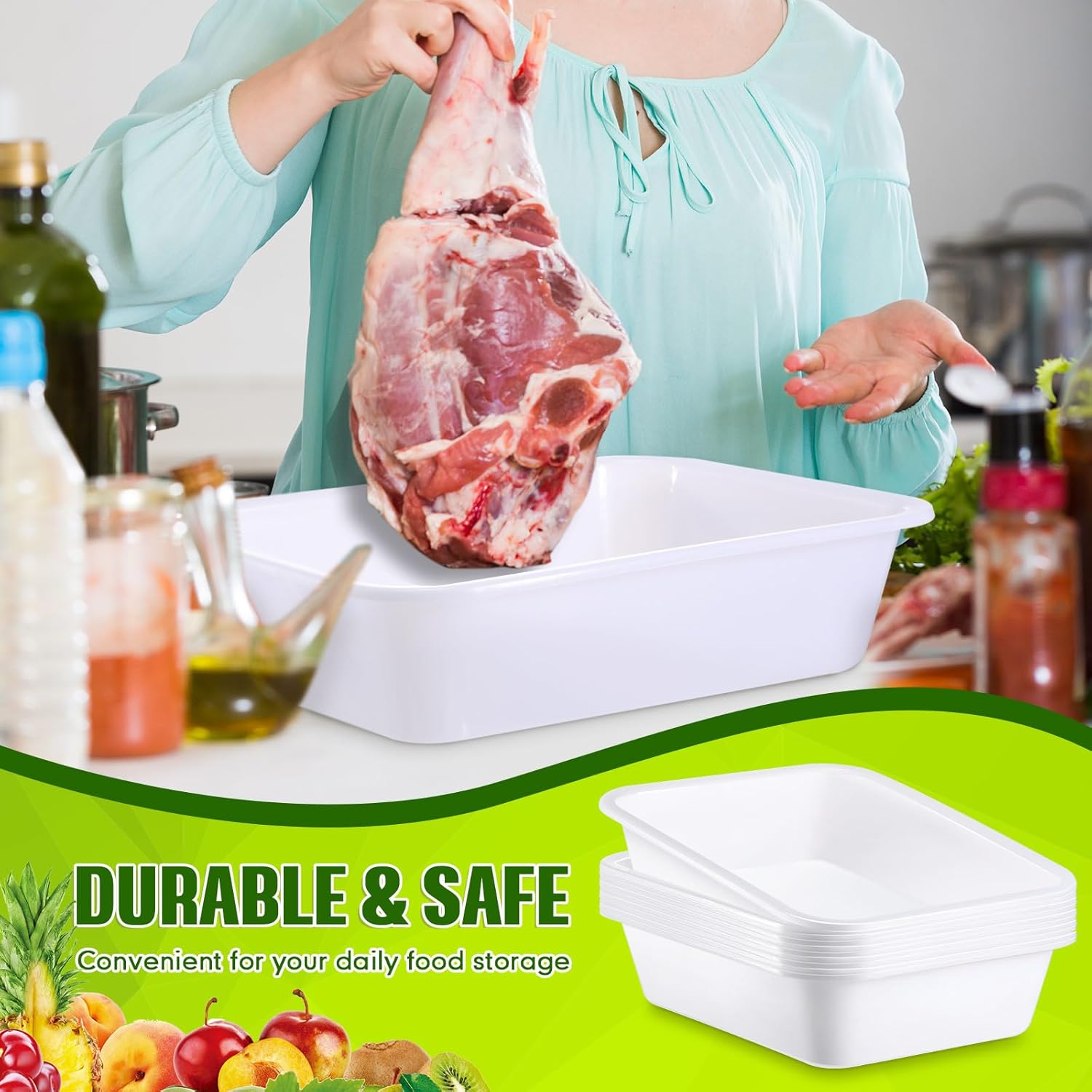 Wesiti 20 Pack 9L Commercial Bus Tubs Plastic Tub Utility Dish Bin Wash Basin Tote Box Meat Lugs Dish Pan Restaurant Supplies for Food Service Storage Butchering Fast Food Organization Kitchen, White