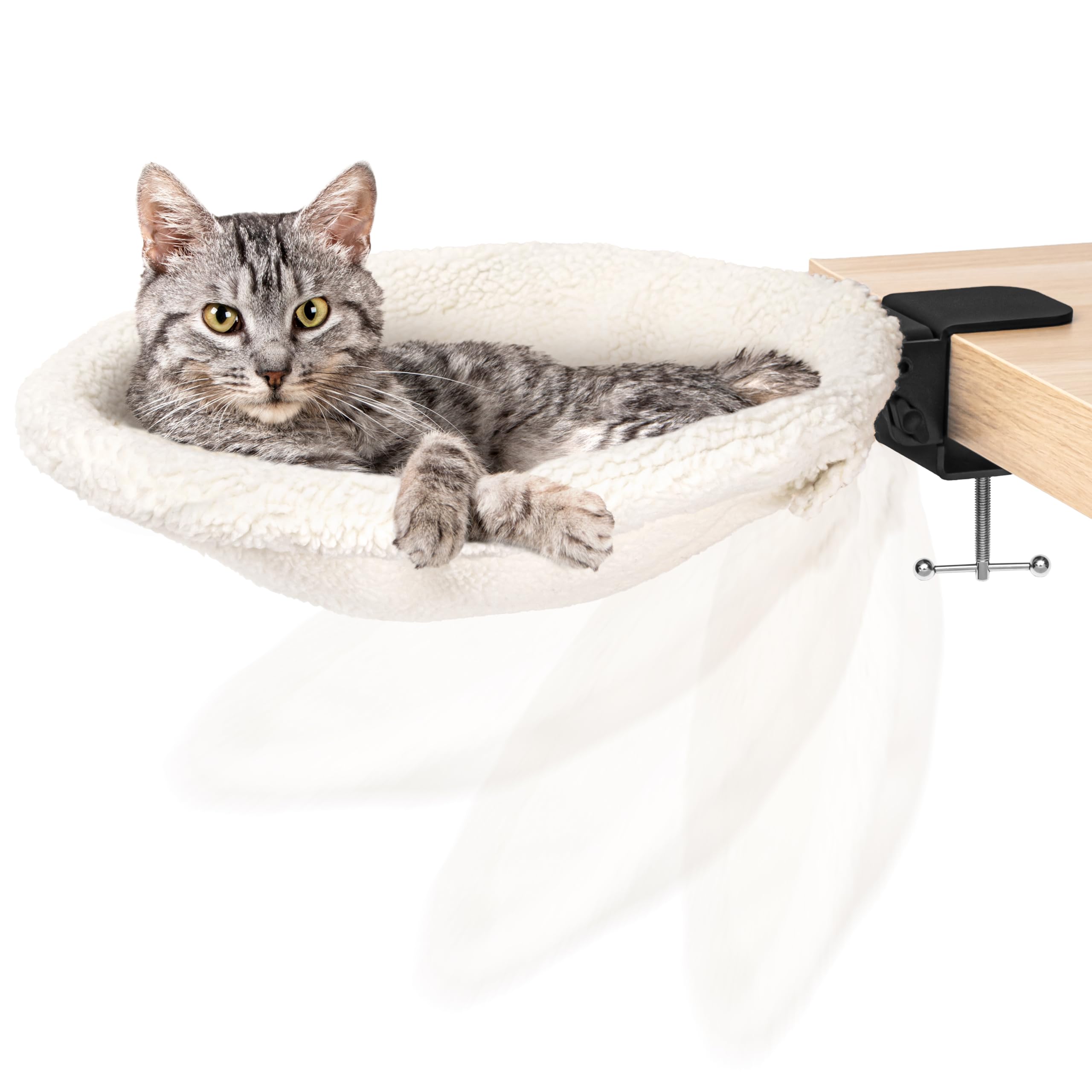 Hamac de bureau pour chat, cadre en acier, pliable, lavable, en félin, plateau de travail, lit d'étagère, parfait bureau rond doux