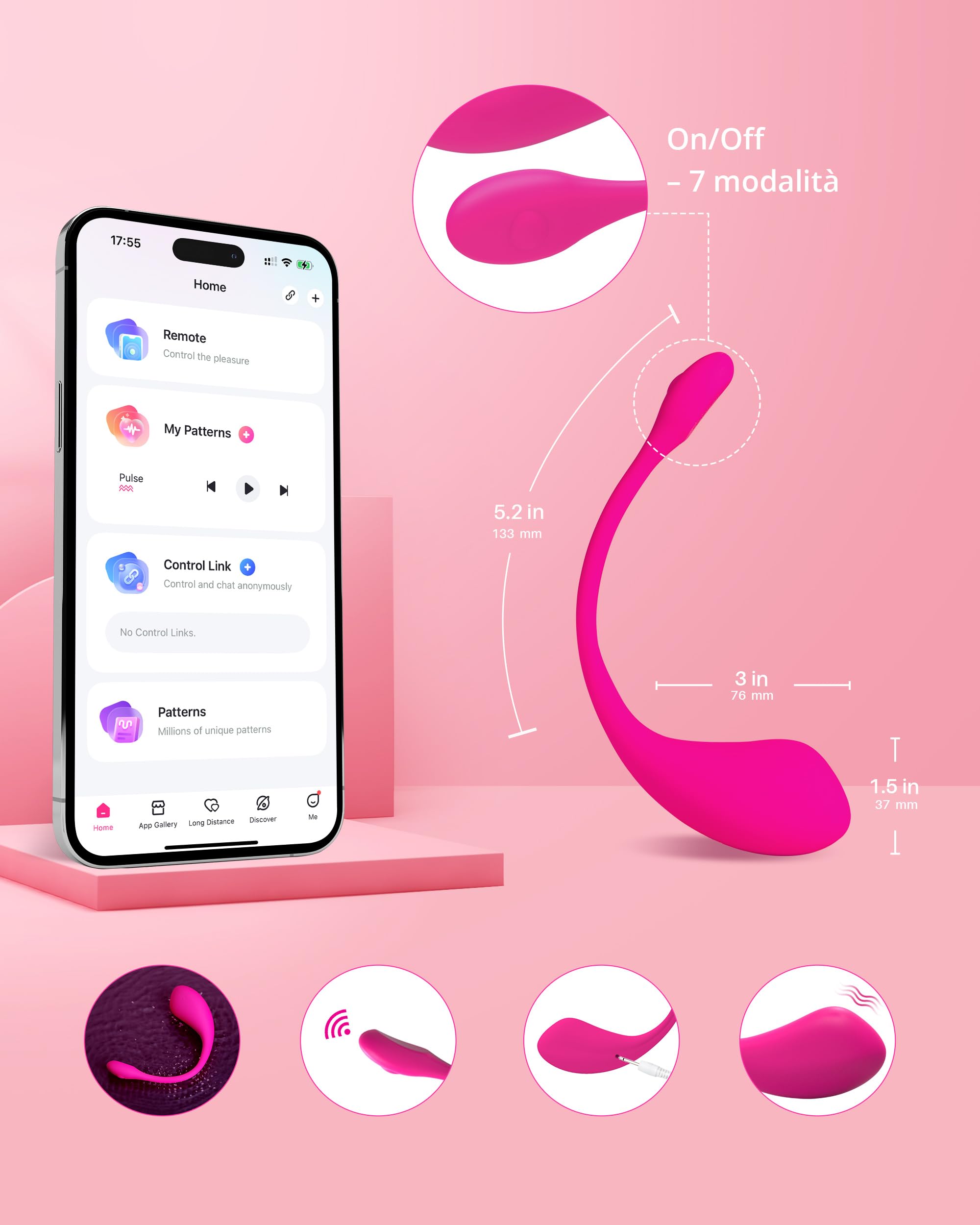 Sex Toys Donna LOVENSE Lush 2 Vibratore Bluetooth App Control, Punto G Vibratore per Wireless a Distanza per Donna, Modalità di Vibrazione Personalizzate illimitate