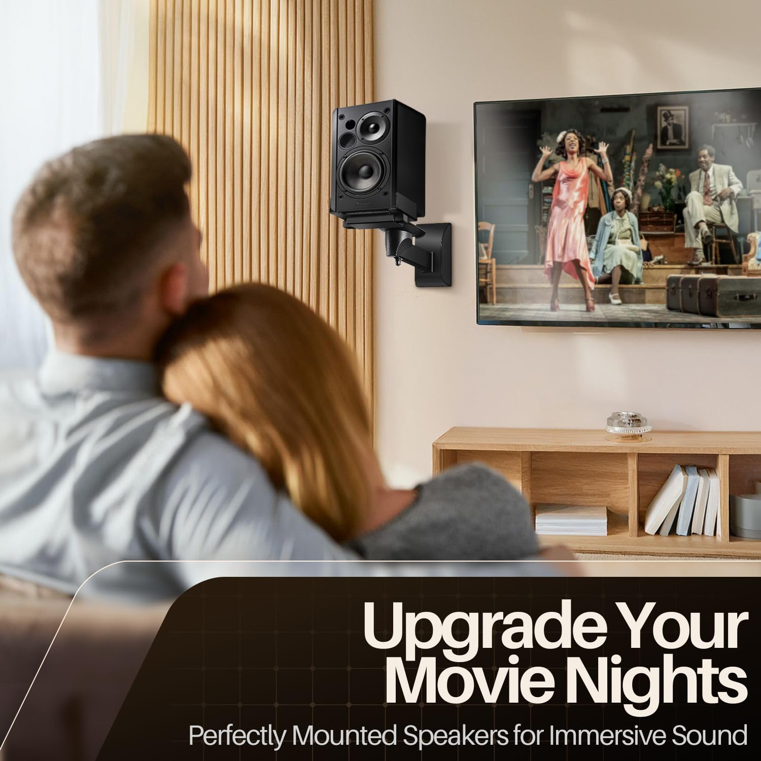 TNP 2X Universal Lautsprecher Wandhalterung, Universelle Lautsprecherhalterung Neigbar Schwenkbar Drehbar Halter Wandmontage Regal Box Wall Mount Boxen Wandhalterung Regalboxen, bis 30kg, Schwarz