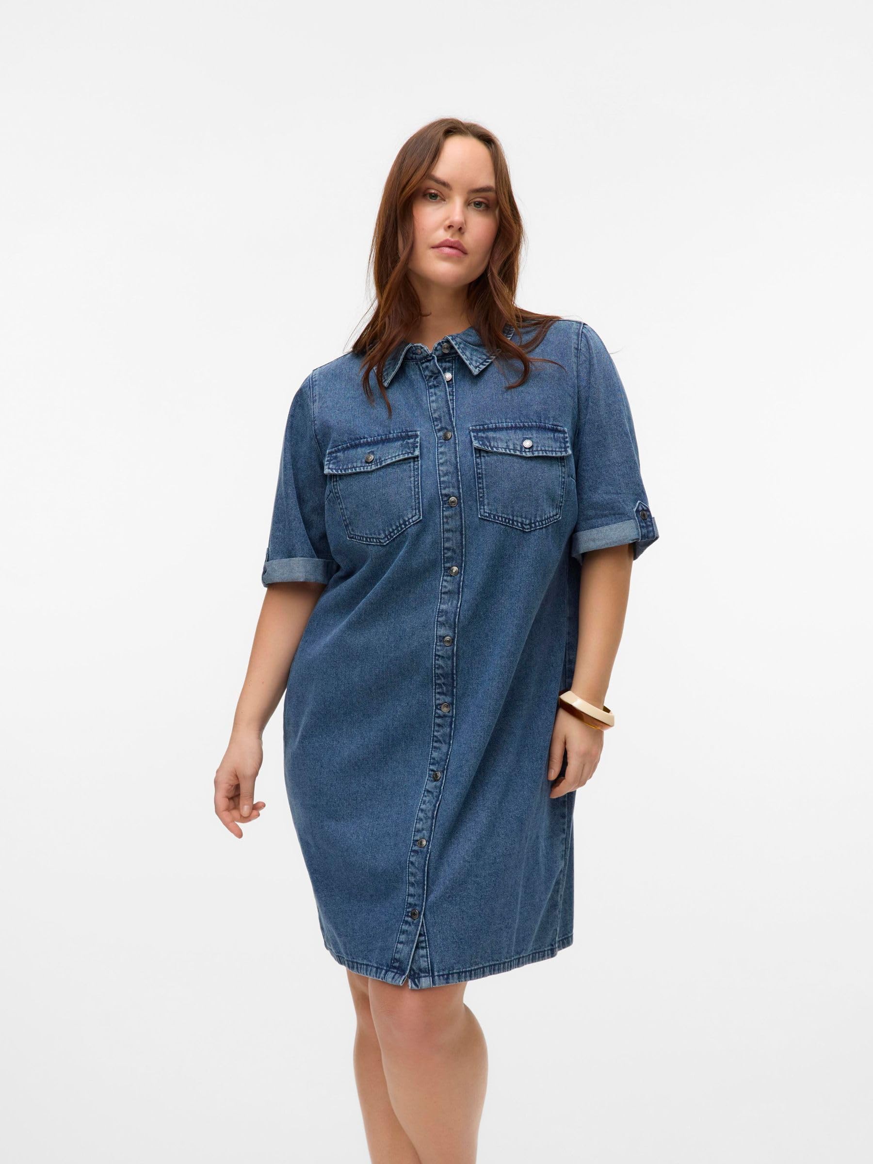 VERO Moda Damen Vero Moda Female Jeanskleid Vmcjennie Kurzes Kleid Vero Moda Female Jeanskleid VMCJENNIE Kurzes Kleid (1er Pack)