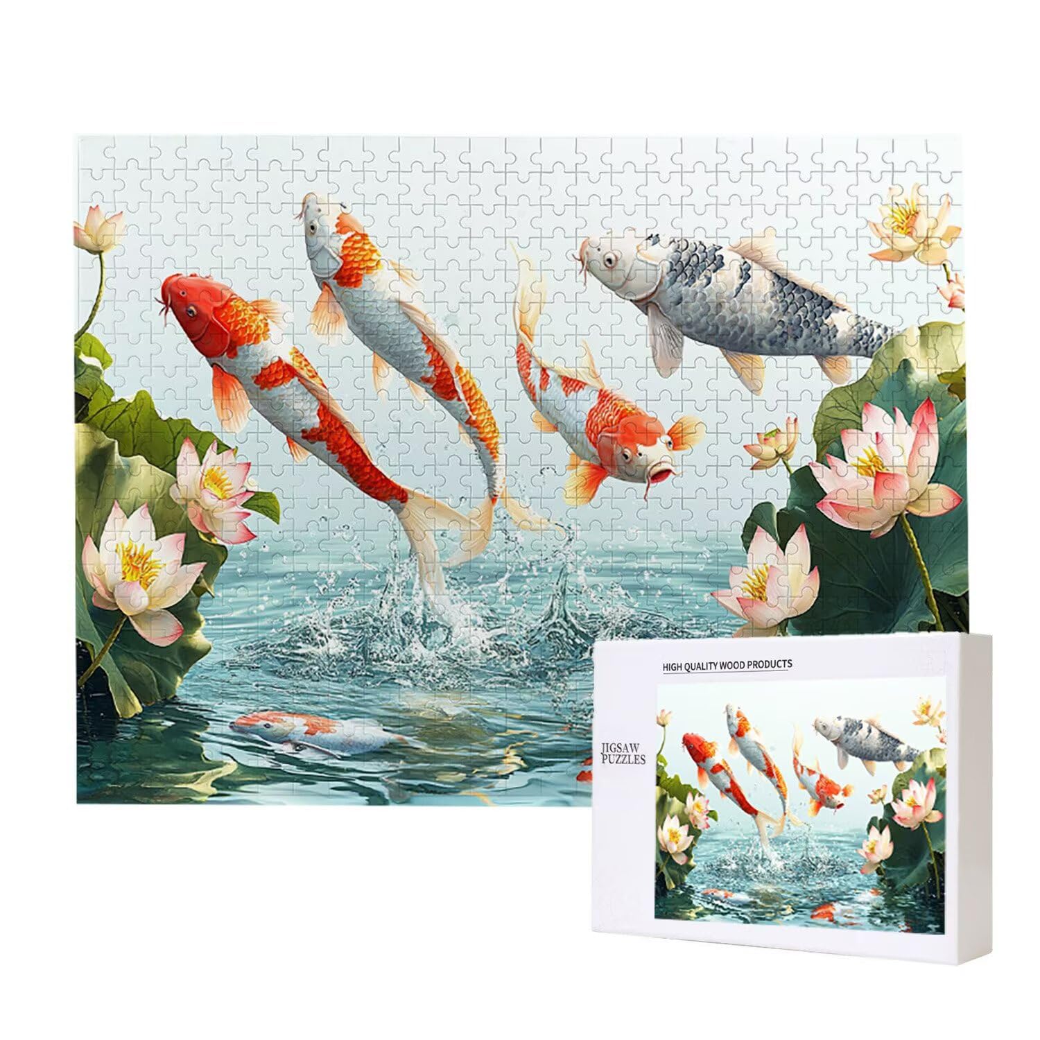 Puzzle 5000 elementów dla dorosłych puzzle dla dorosłych 5000 elementów puzzle wymagające i drażniące mózgi gra edukacyjna dla całych prezentów dla mężczyzn, motyw puzzli: (kwiaty koi i lotosu) h-478