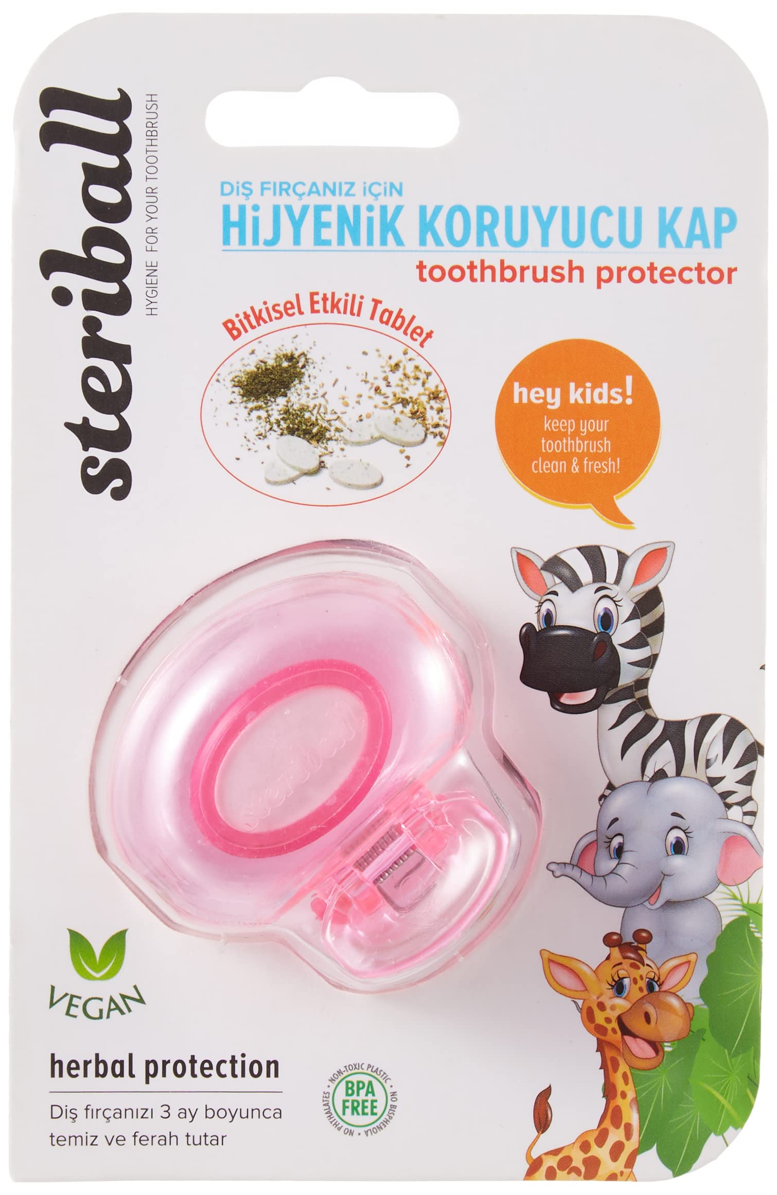 Steriball Diş Fırçası İçin Koruyucu Hijyenik Fil Kids Kap, çok renkli