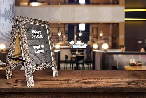 Miniatura 5 de Tablero de letras de fieltro rústico de 15 x 11 pulgadas, negro de doble cara, gris 792 blanco, caracteres dorados, letrero de letras perfecto,