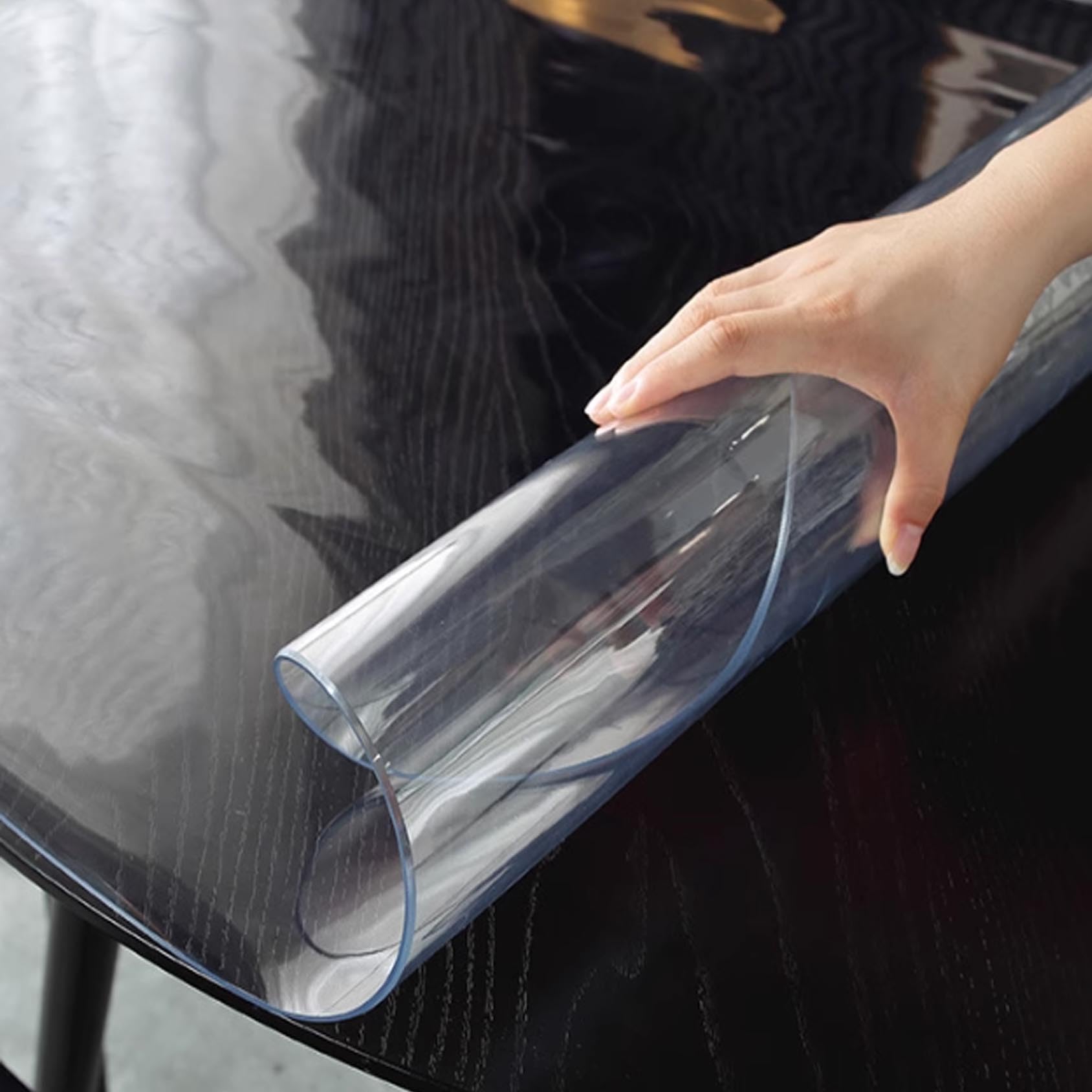 Tovaglia Rotonda in PVC Trasparente 2,0 mm di spessore, pellicola protettiva morbida impermeabile e antigraffio per Tavolo da Pranzo, Scrivania e Tavolino da Caffè