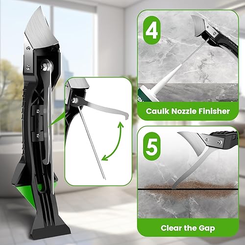 Miniatura 5 de Herramienta de calafateo 5 en 1, herramienta de acabado de sellador de eliminación de lechada de silicona 5 en 1 con raspador de lechada, 6
