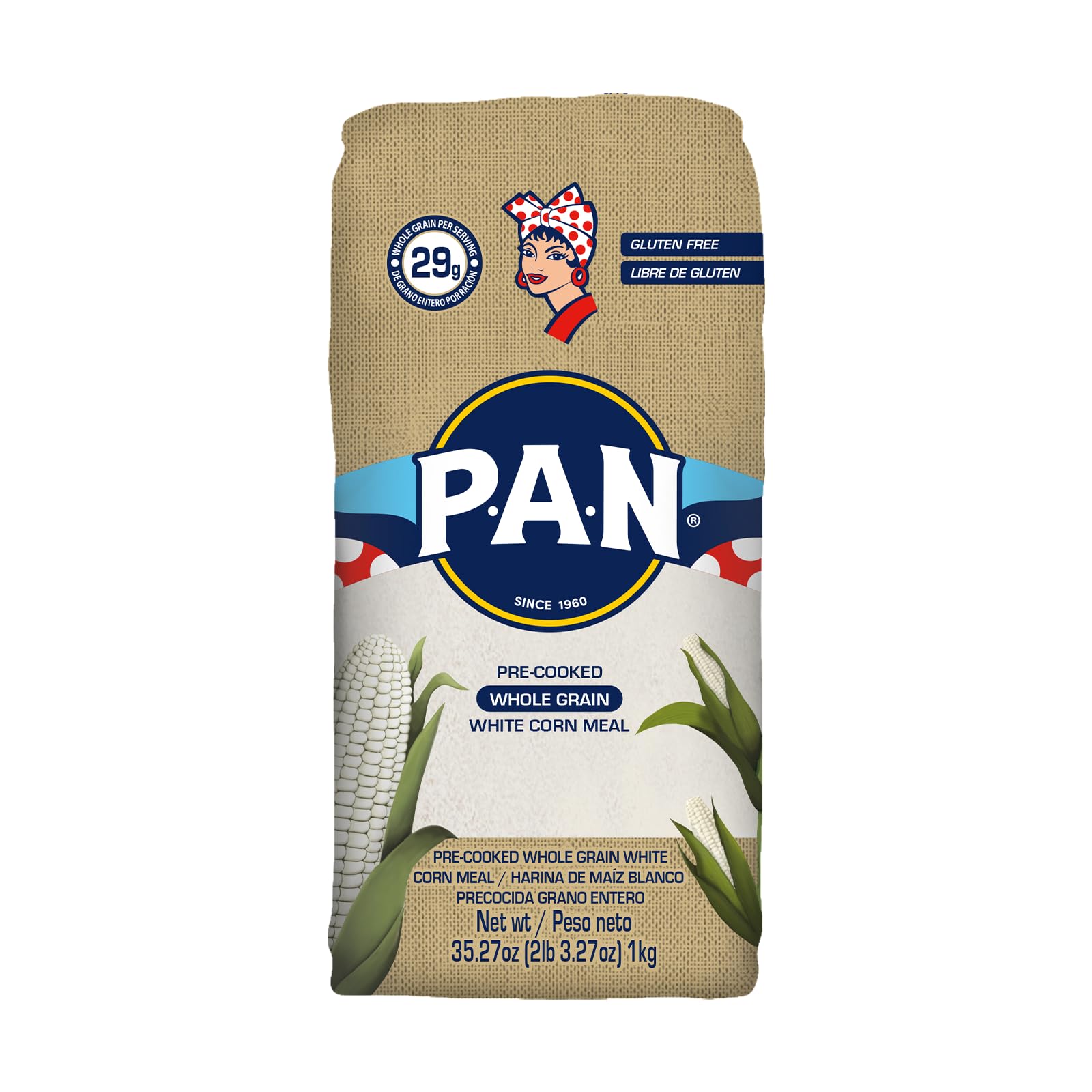 P.A.N. Whole Grain White Corn Meal – Pre-cooked Gluten Free and Kosher Flour (2lb 3.27oz) (Pack of 1)