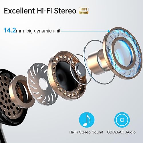 Miniatura 2 de Auriculares inalámbricos, auriculares inalámbricos 2024 Bluetooth 5.3, 0.559 in Driver Stereo, 0.11 oz Mini auriculares 48 horas, 4 micrófonos ENC