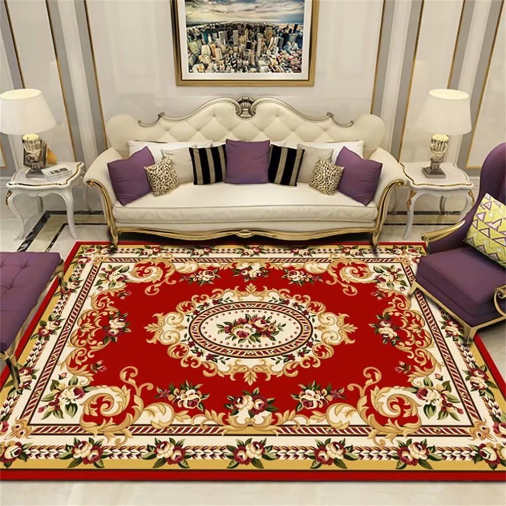 Alfombra Infantil RUGMRZ 120x180 Cm - Diseño Redondo Rojo, Lavable