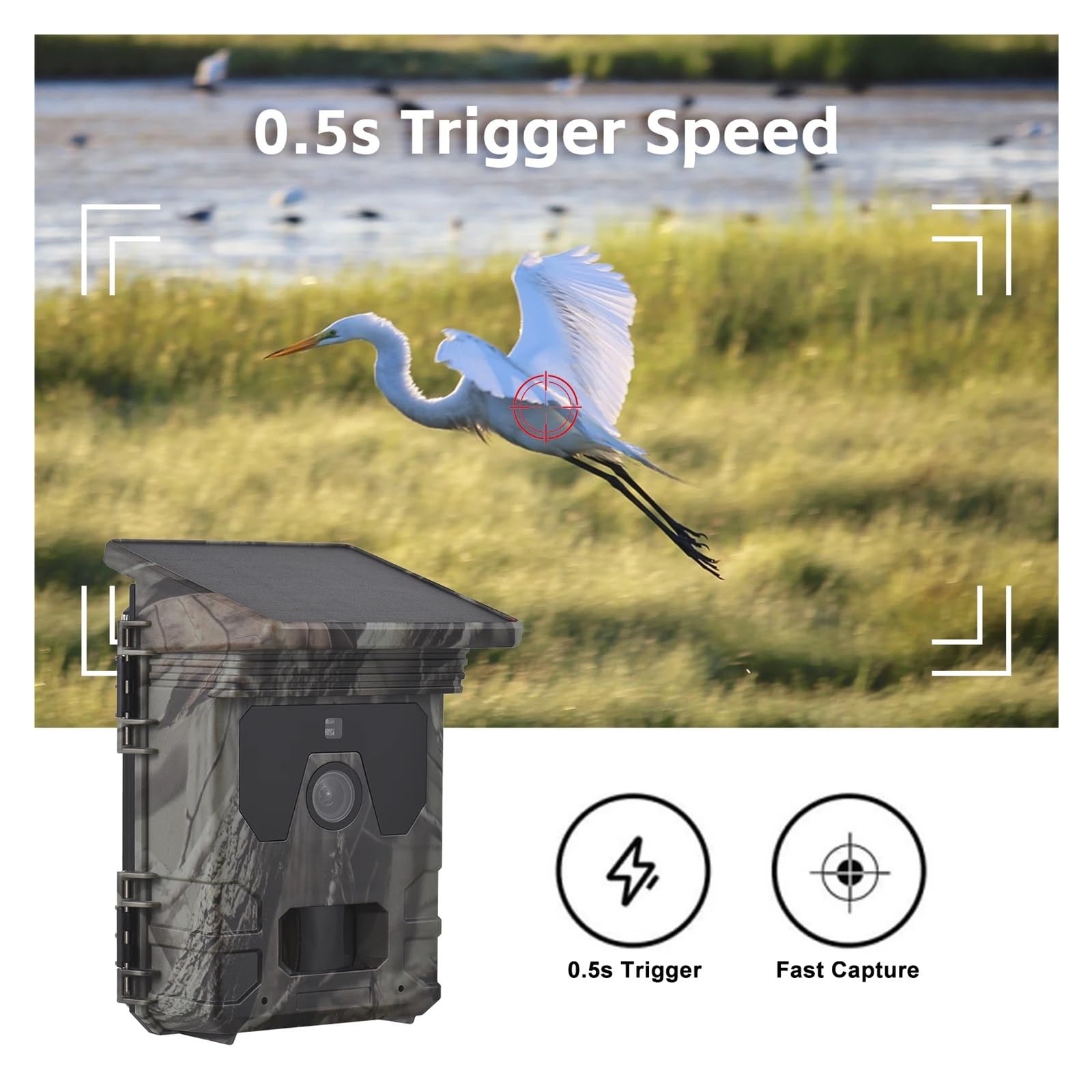 Cámara Vida Silvestre Cámara De Caza 4K 50MP, Rastreo Visión Nocturna con Energía Solar, IP65, Resistente Al Agua, Tiempo Disparo 0,3 S, For Exteriores Confiable Preciso
