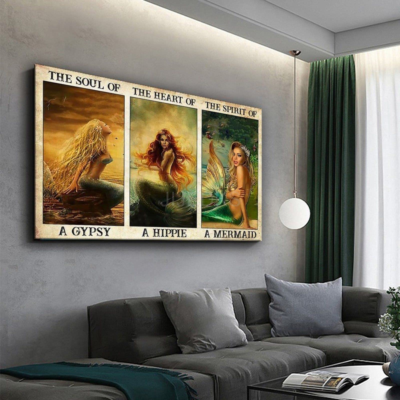 Decorazione da parete con sirena, in metallo, colorato, sirena