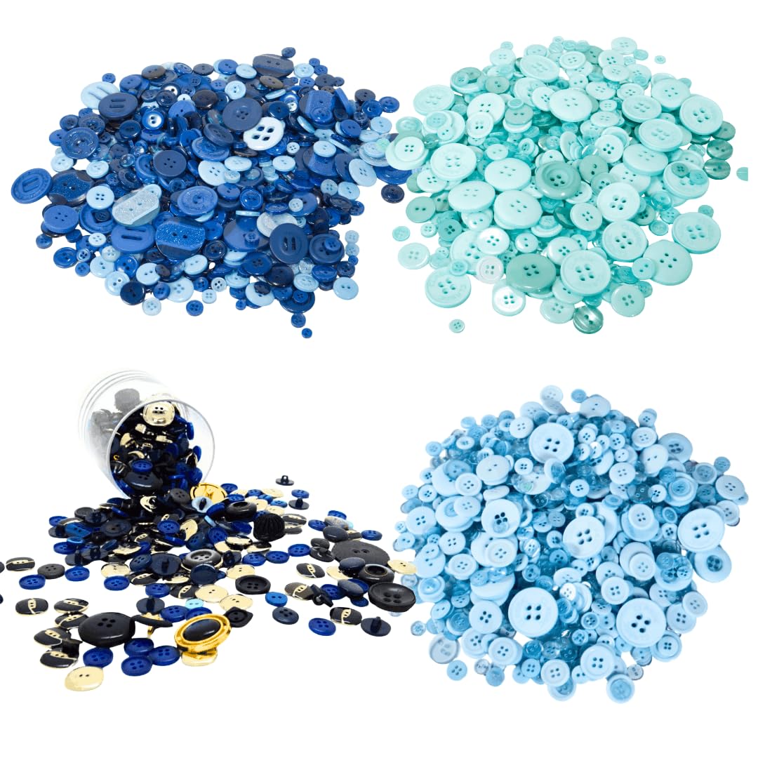 Trimz Buttons Ocean Wave Pack – Blue, Navy, Sky Blue, Turquoise Blue‑Tone Button Set