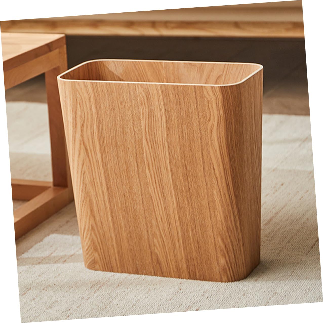jojofuny Holz Mülleimer Stabiles Material Schmaler Abfallbehälter für Küche und Bad Platzsparender Recycling Papierkorb
