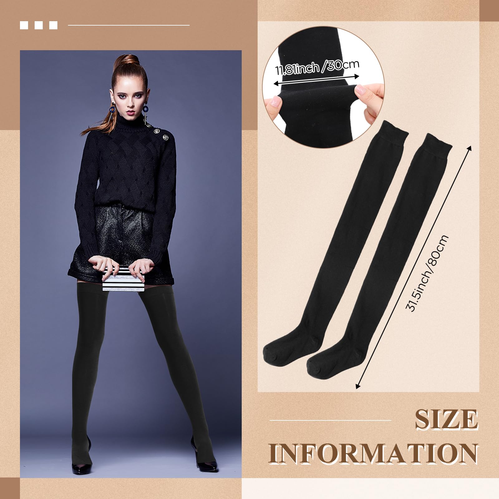 SATINIOR Extra Long Socks Thigh High Cotton Socks Extra Long Knee Boot Stockings for Women: One Size Black, Red