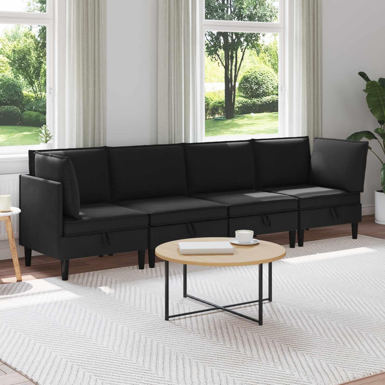 Juego de Muebles de salón 4 uds. Negro Tela,67.6kg-3413809