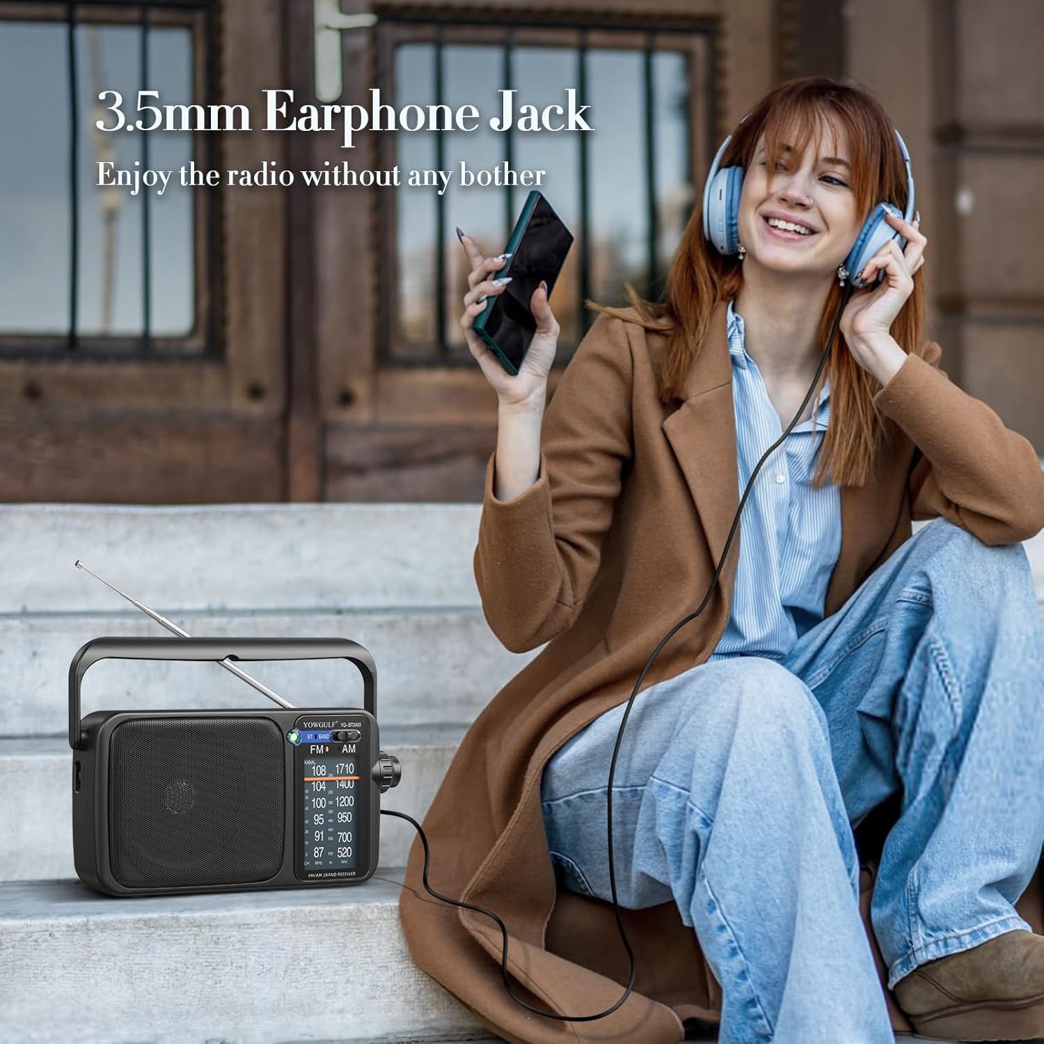 AM FM Radio with Best Reception,Bluetooth Portable AM FM Transistor,Battery Operated Radio or AC Power,Large Dial,Headphone Jack, Gifts for Seniors Elderly