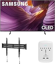 Samsung QN55S85FAFXZA 55 Inch OLED HDR 4K Smart TV with a Walts TV FIXED-MOUNT-43-90 TV Mount for 43"-98" TVs and Amber Protection 3-Outlet-Surge Surge Protector (2025)