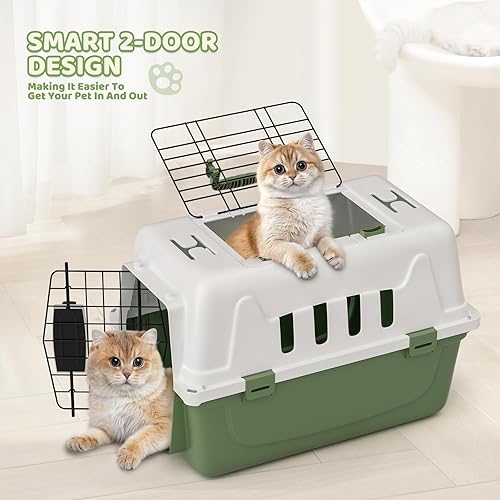 Miniatura 6 de Magshion Transportador de mascotas de 18 pulgadas con acceso a la puerta superior y delantera, perrera de plástico para viajes más largos, mango