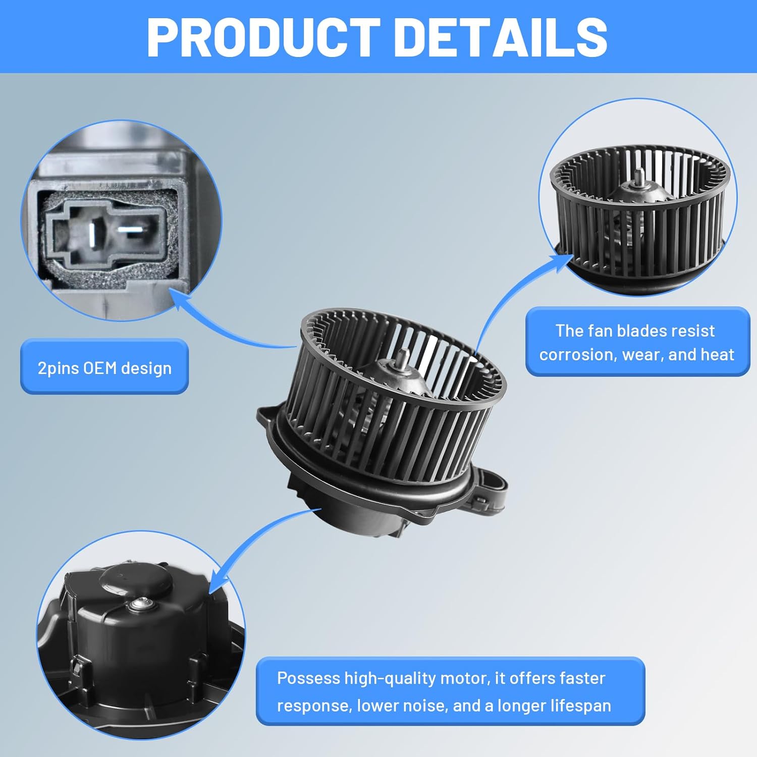 Rear HVAC Heater Blower Motor - Compatible with Dodge 2011-2025 Durango, Replace# 700278 - Rear Side