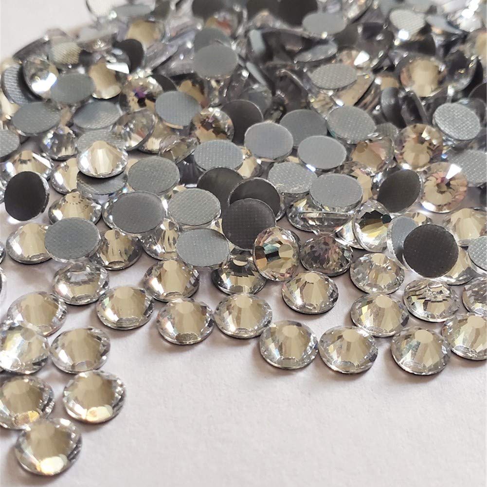 Finstone 1440 Pieces Hotfix Flatback Glass Rhinestones Round Gems (Crystal, SS10 1440pcs)