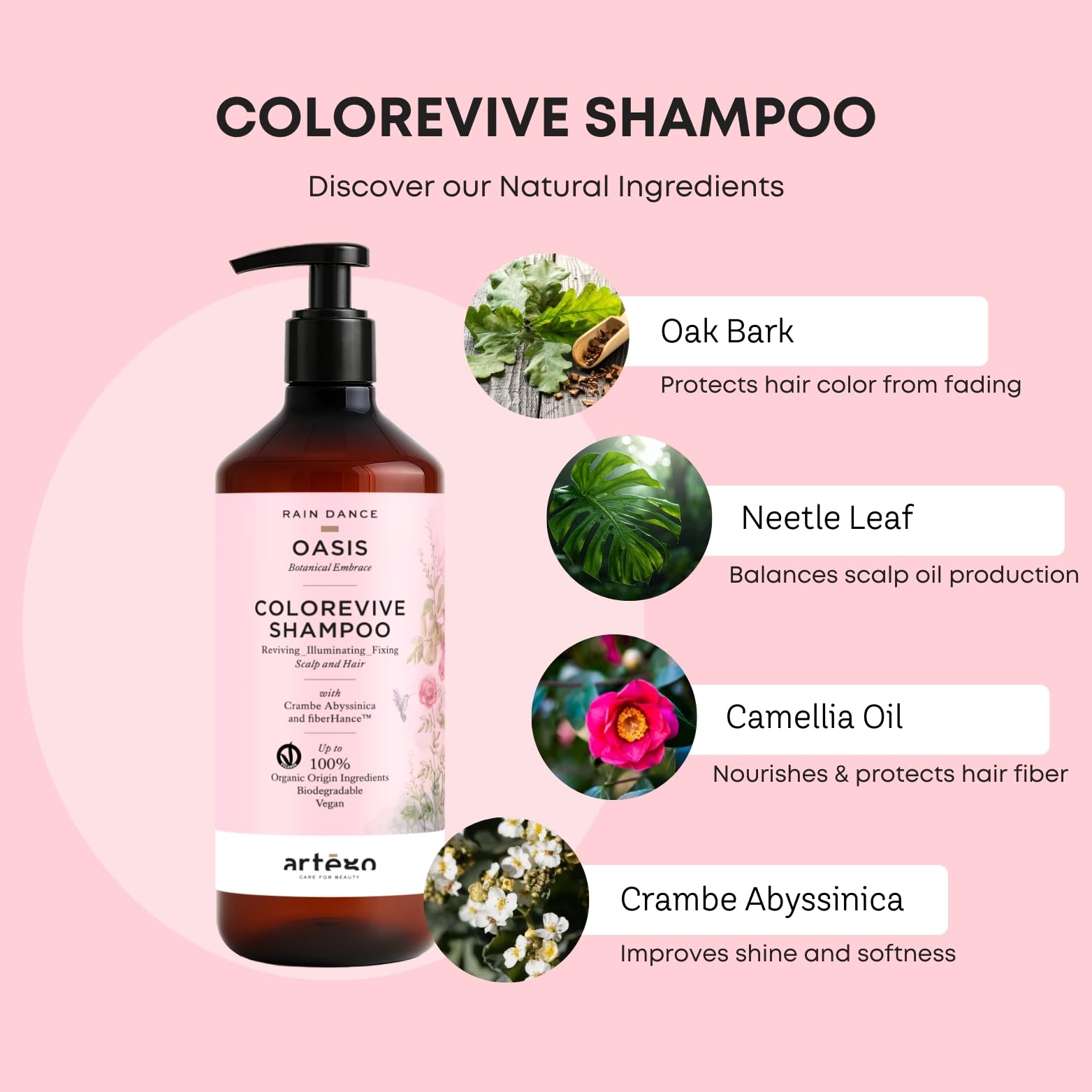 Artego Rain Dance OASIS Colorevive Shampoo 1000ml | Shampoo ravvivante e illuminante per capelli colorati.