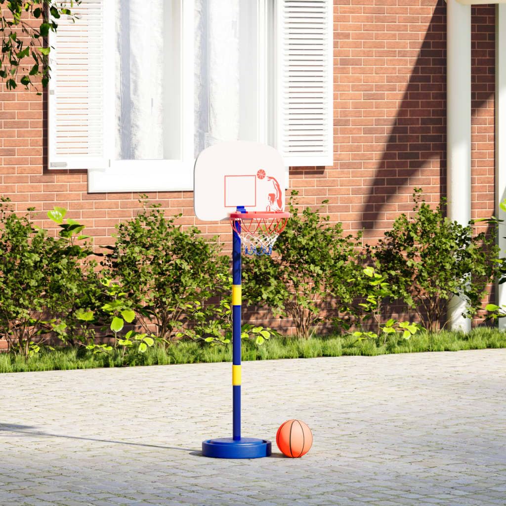 Canestro da basket per bambini con supporto, regolabile in altezza da 90 a 121 cm, con palla e pompa, giocattolo da giardino per interni ed esterni, per ragazzi e ragazze