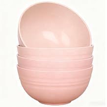 Bowls Wheat Straw Soup Cereal 5.3in 4pk Light Microwave Safe Pink