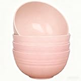 GZTFPQ Cereal Bowls, Unbreakable Wheat Straw Bowl Set of 4 Reusable Fiber Lightweight Bowls Set - Dishwasher & Microwave Safe - Perfect for Snacks, Cereal, Ice Cream, Soup, Rice Bowls(5.3IN Pink)