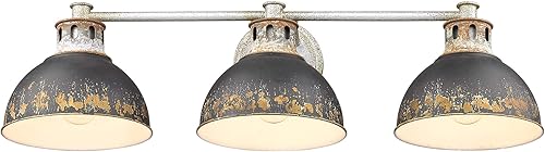 Miniatura 4 de Kinsley - Tocador de baño de 3 luces de acero galvanizado envejecido con hierro negro antiguo