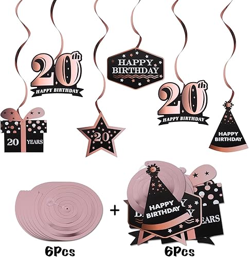 Miniatura 11 de LINGTEER Happy 65th Birthday Decorations Set - 12Pcs Black & Gold Swirls Streamer,Happy Birthday Bunting Banner,Cheers to 65 Years Old Bday Party