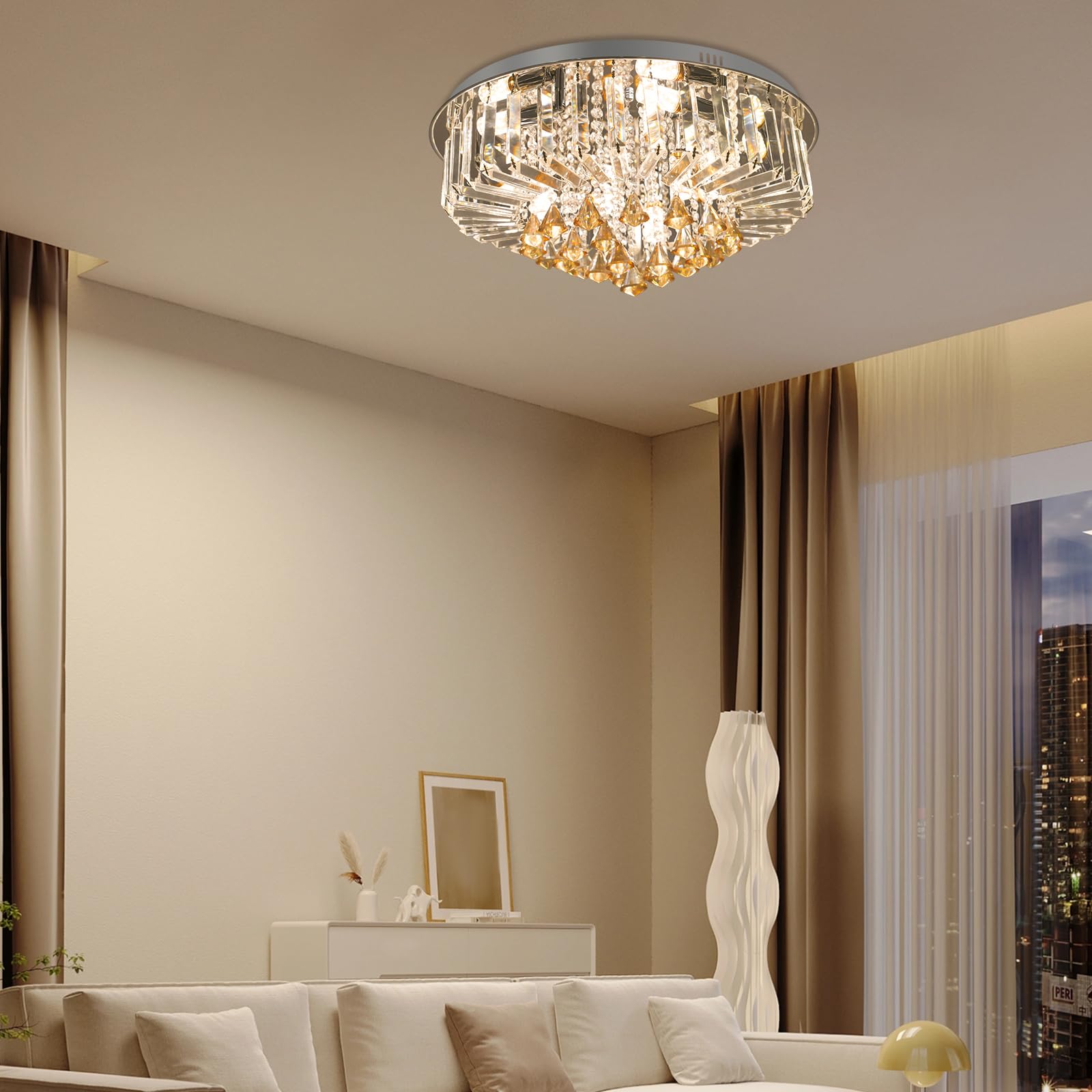 Modern Kronleuchter Kristall Leuchte, Luxus Gold Deckenleuchte, Pendelleuchte LED Kristall Kronleuchter 60CM, Deckenlampe, Deckenleuchte Lampe Beleuchtung Wohnzimme, Für Wohnzimmer E14