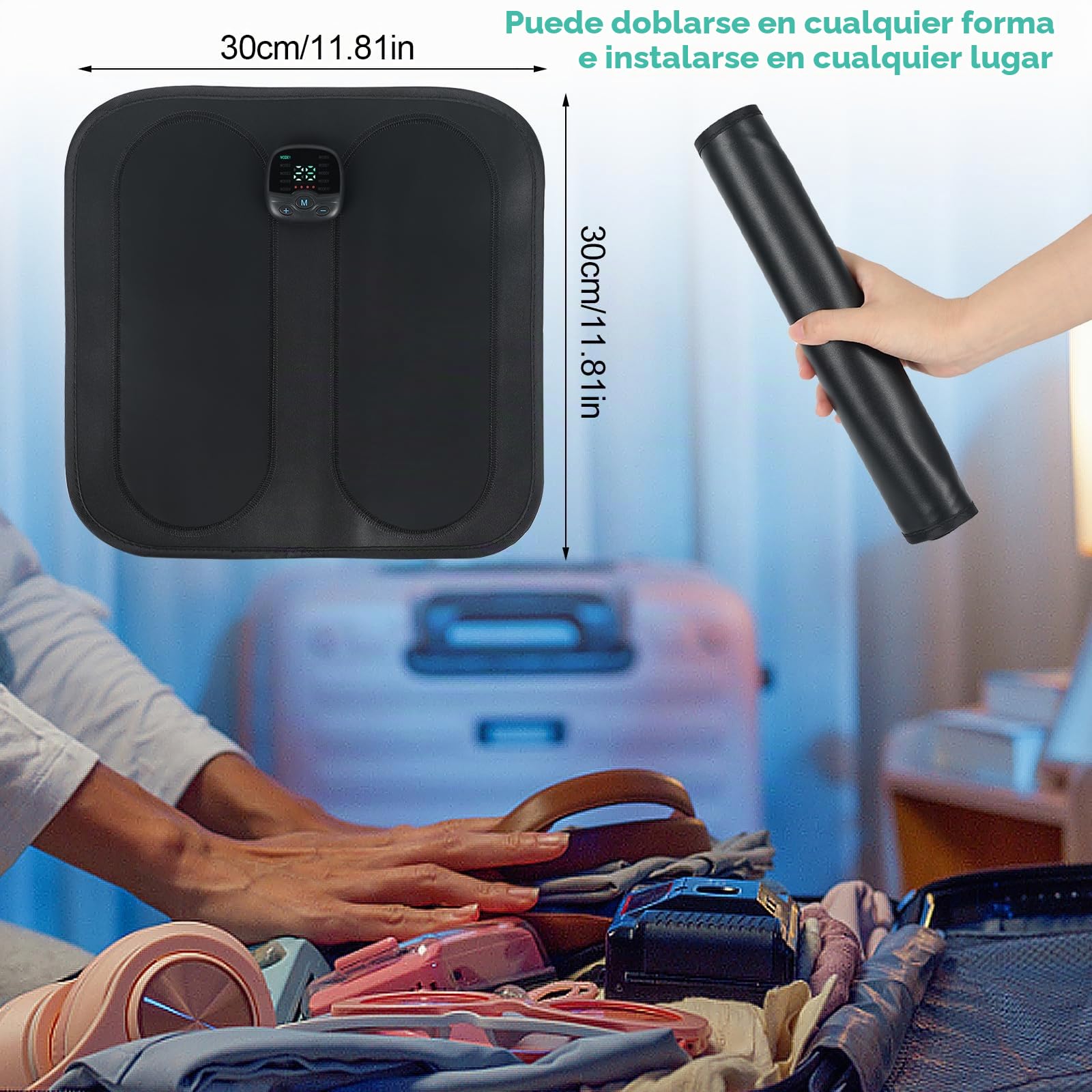 Masajeador de pies EMS con control remoto, 10 modos y 30 intensidades, masajeador eléctrico de pies, masajeador de pies, tapete de masaje inteligente portátil para circulación sanguínea, alivio
