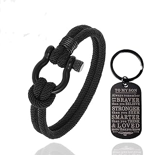 To My Son Bracelet from Mom-Gifts for Son from Mom and Dad Son Gifts from Mom,Boys Bracelet To My Son from Dad Bracelet for Son Nautical Bracelet Inspirational Bracelet,Mother Son Bracelet