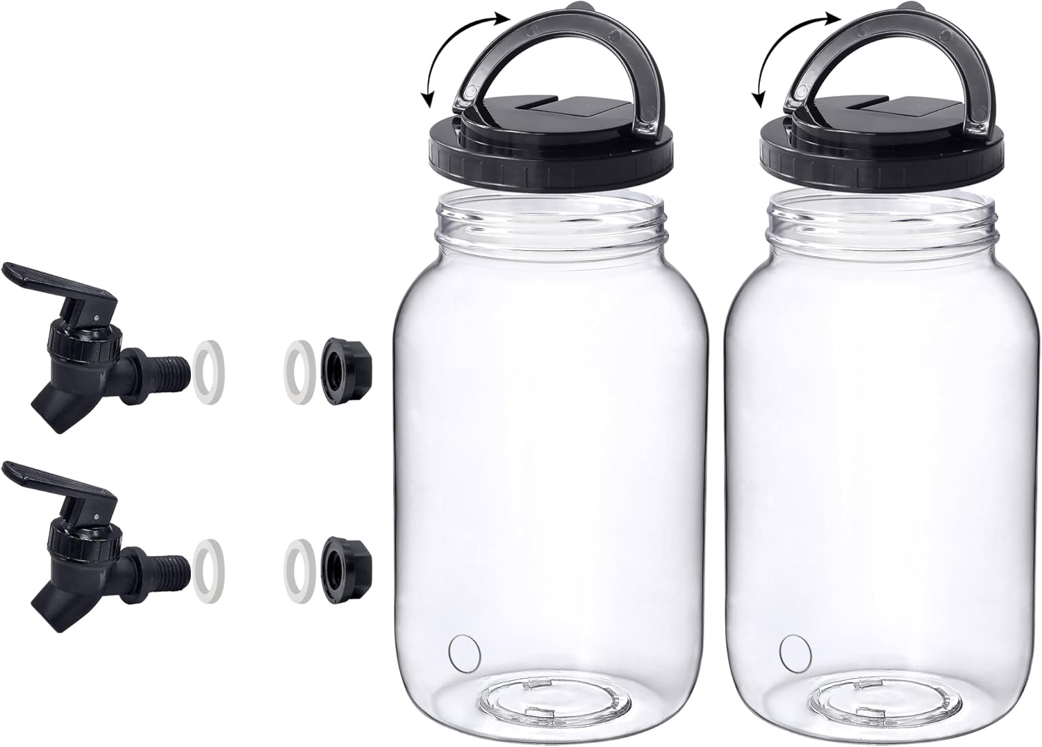 Amazing Abby - Beverly - 2-Pack Plastic Beverage Dispenser with Spigot (1 Gallon, 4 Quart), Drink Dispenser for Fridge and Party, BPA-Free, Shatter-Proof, Great for Lemonade, Iced Tea, Punch, and More