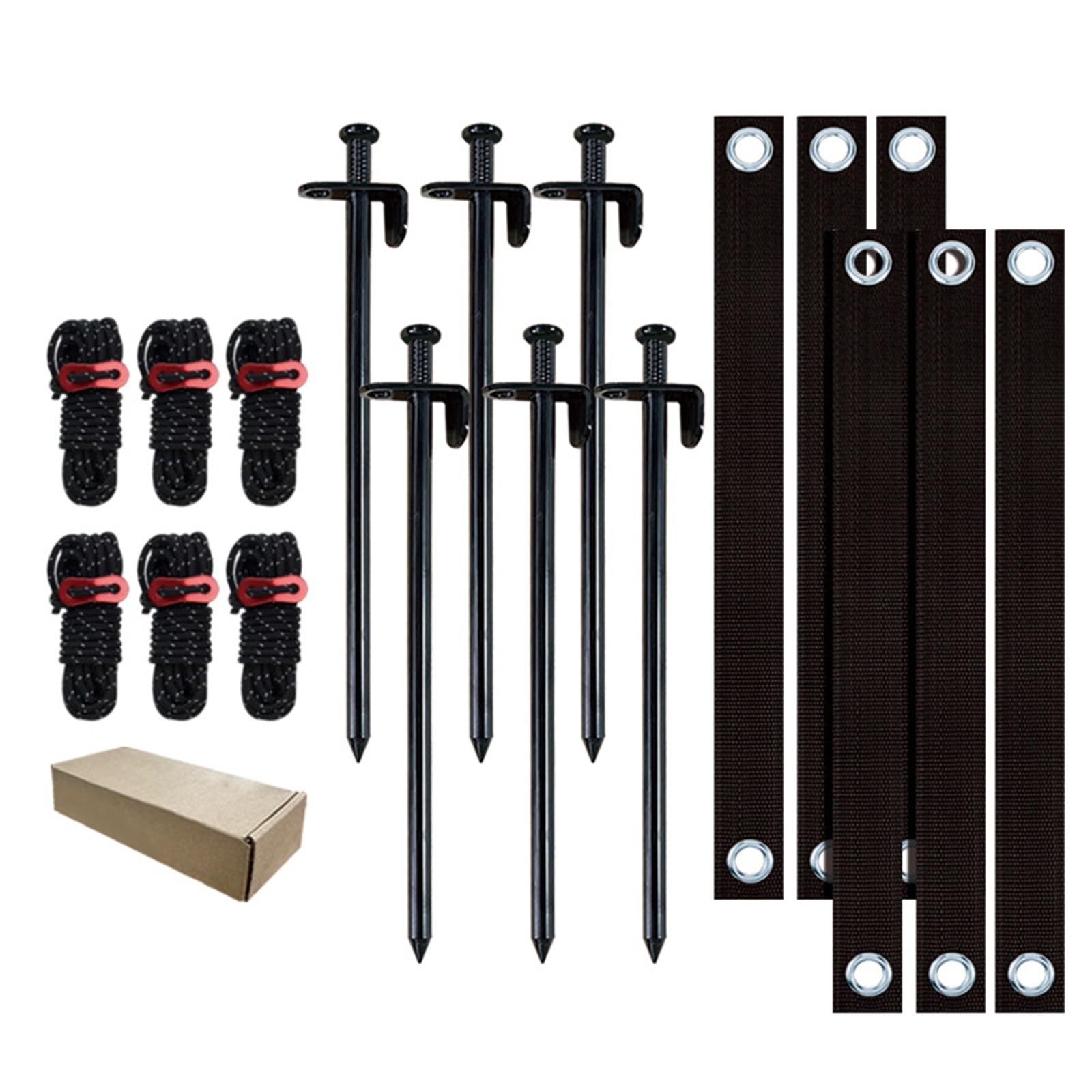 Jeu de piquets de Tente courbés à 90 degrés pour l ' Installation d ' Un abri de Camp, 6 piquets en Acier Carbone, 6 Cordes, de bâche 9X300 Mm pour l ' extérieur