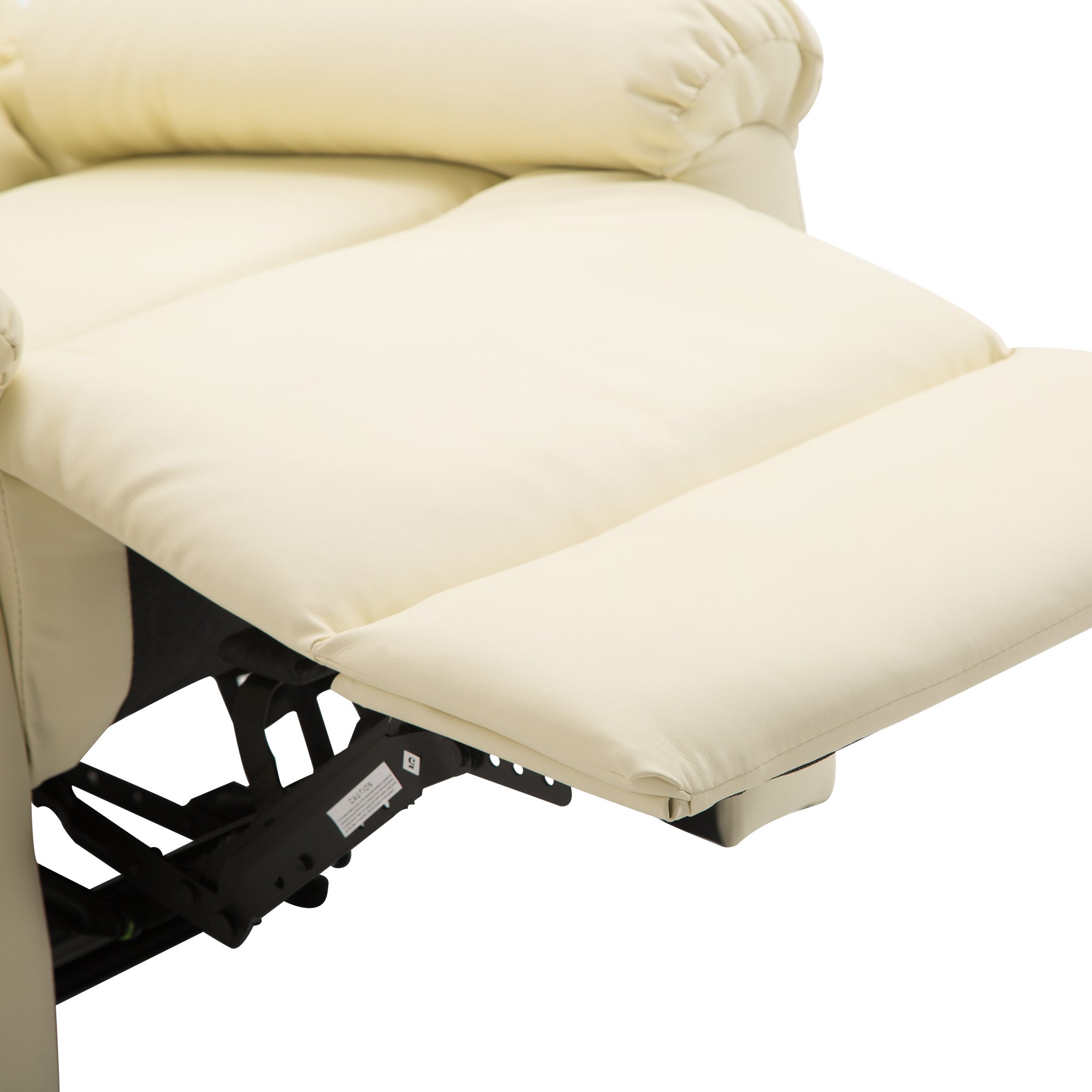 HOMCOM Sillón Relax Reclinable 150° con Respaldo Alto 80x97x107 cm Blanco | Butaca de Salón， Tapizado en PU, Reposapiés Retráctil, Resposabrazos, para Dormitorio