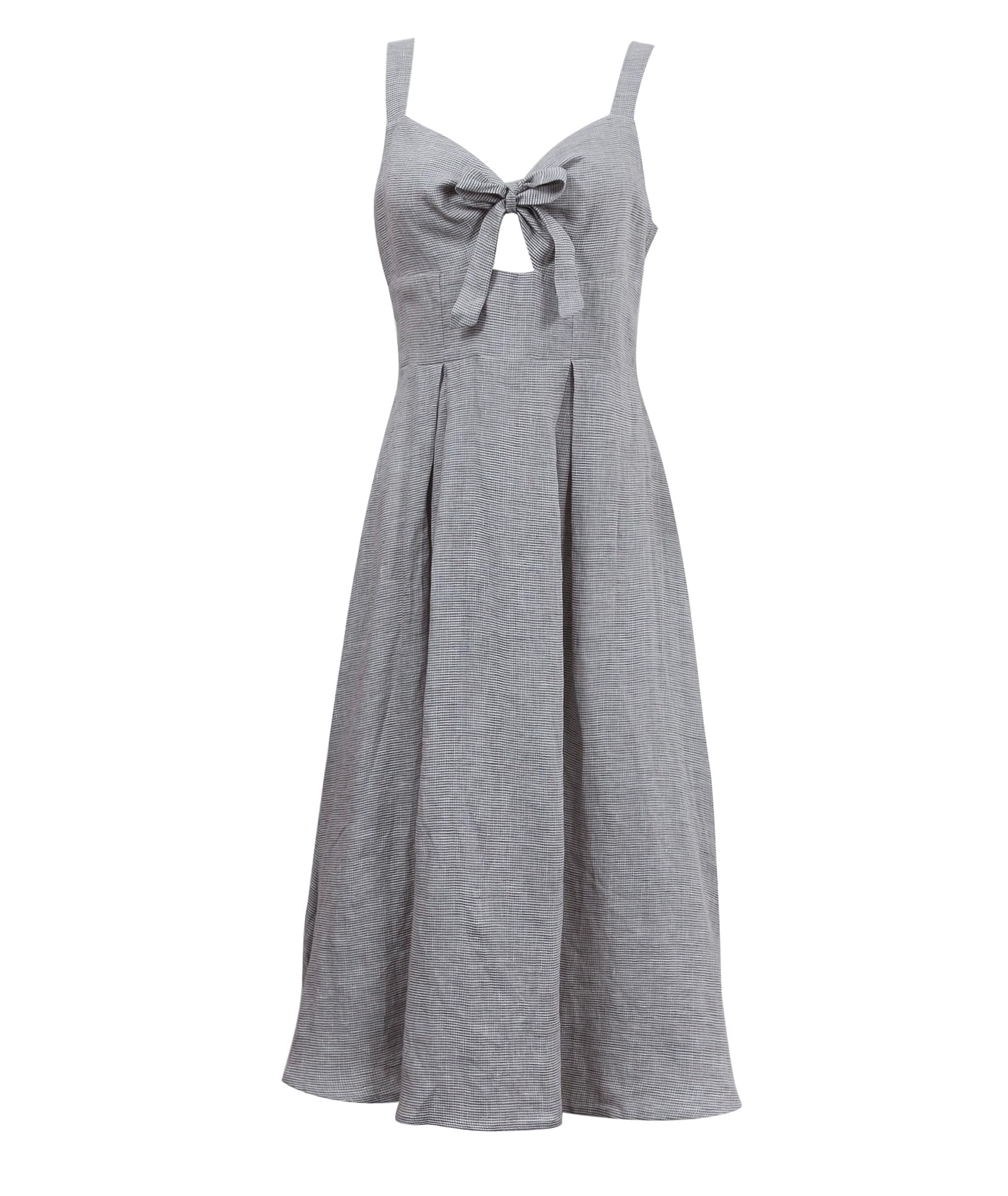 Amazhiyu Vestido de verano de lino puro para mujer, sin mangas, con cuello en V, acampanado, para la playa