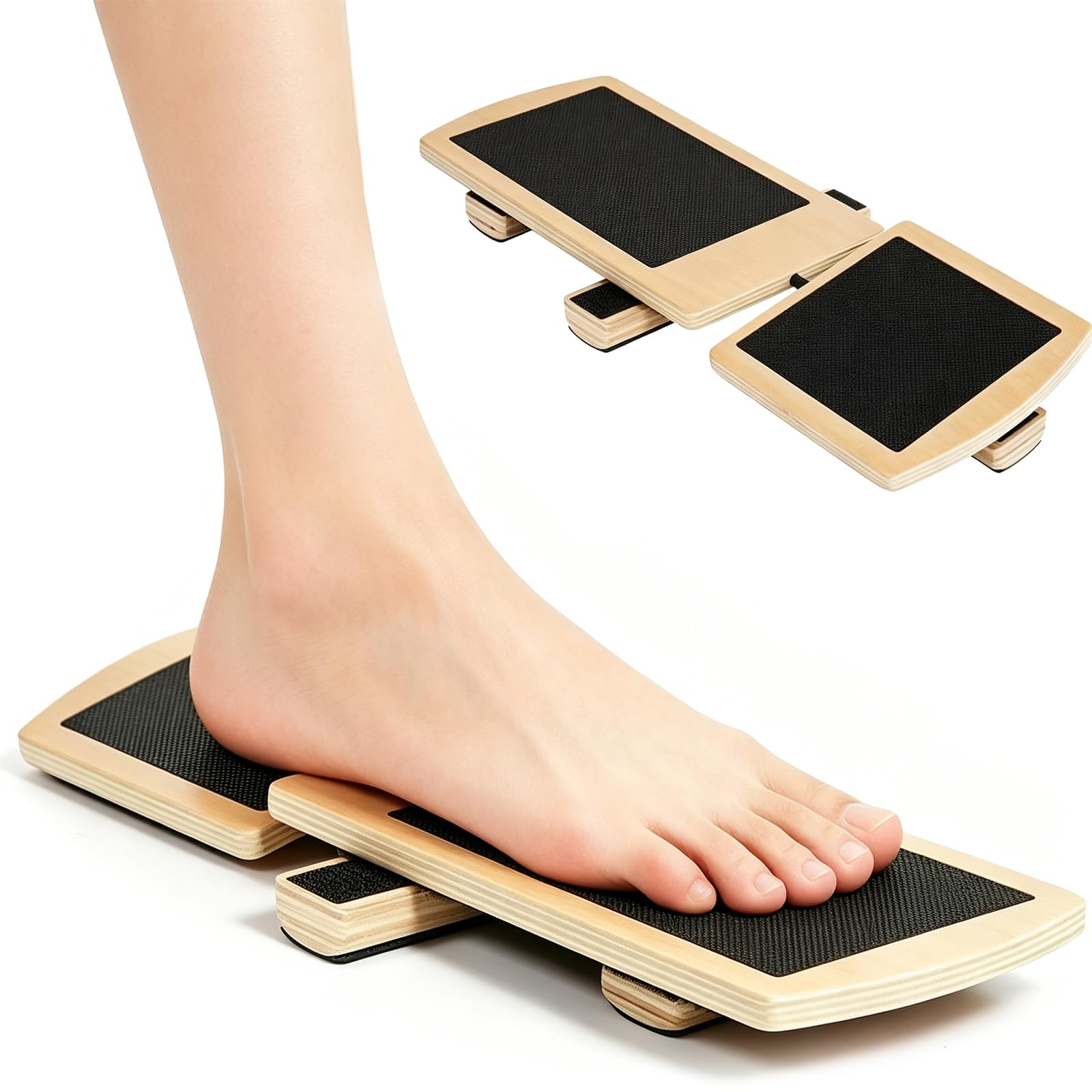 Single Foot Balance Board, Wooden Ankle Balance Board, Wood Foot Balances Trainer Bamboo Ankle for Physical Therapy Balances Training Leg Stability