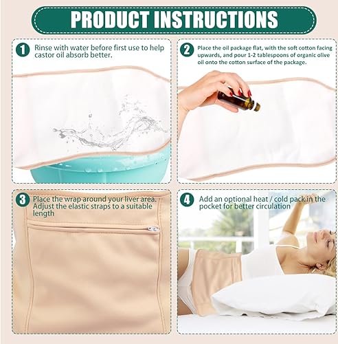 Miniatura 4 de Paquete de 6 piezas de aceite de ricino para cintura, cuello, pecho, pierna, brazo, rodillas, codos, tobillos, aceite de ricino reutilizable y