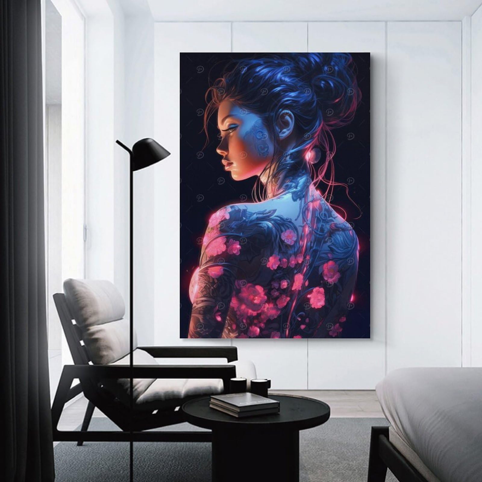 Junmoney Girls Unframe-Style-17 Home Decor Wall Art Floral Cyberpunk 24X36inch(60X90cm), For New Homes, Bedrooms Or Workspaces, Decorative Present For New Homes