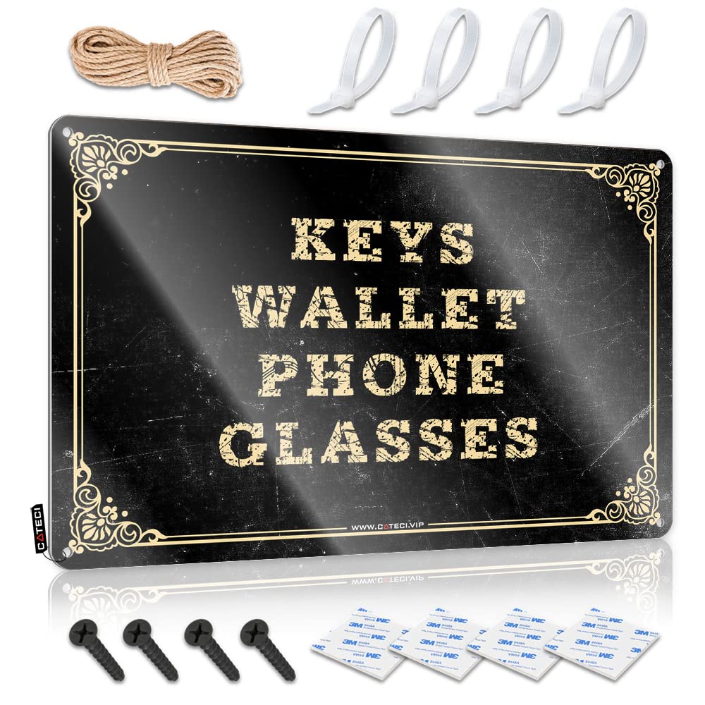 IBWNBBUSN Vintage Bar Decor Keys Wallet Phone Glasses Tin Sign Tin Decor Garage Tin Sign(30X40CM)