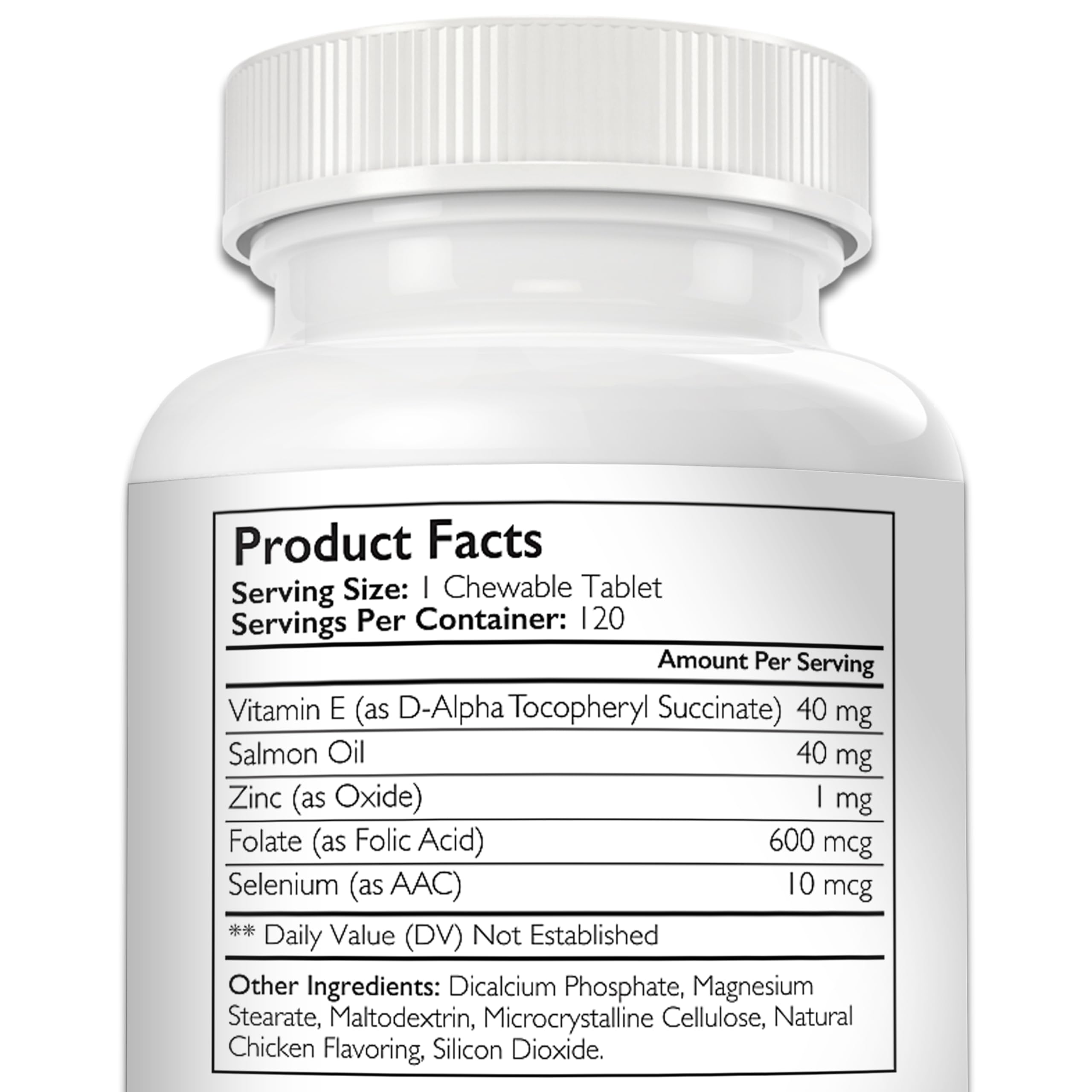 Nutrition Strength Vitamin E for Dogs, Promote Cardiovascular Health, Support Cell Membranes, Vitamin E Complex to Boost Dog Immune System Plus Zinc, Selenium, Folate, Salmon Oil, 120 Chewable Tablets