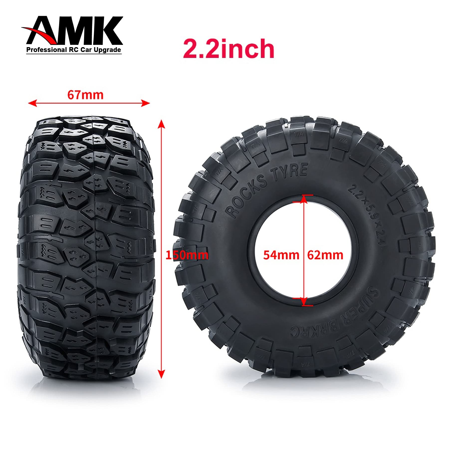 Amazon | 4個 RCクローラータイヤ 2.25インチ ゴムタイヤ