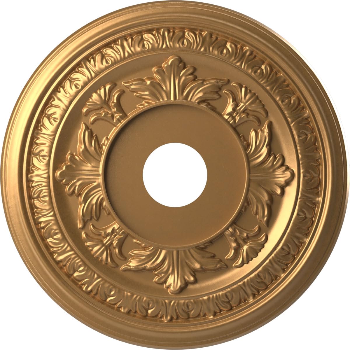 Ekena Millwork CMP19BABGL Baltimore Thermoformed PVC Ceiling Medallion (Fits Canopies up to 7 3/4"), 19"OD x 3 1/2"ID x 1"P, Bright Coat Gold