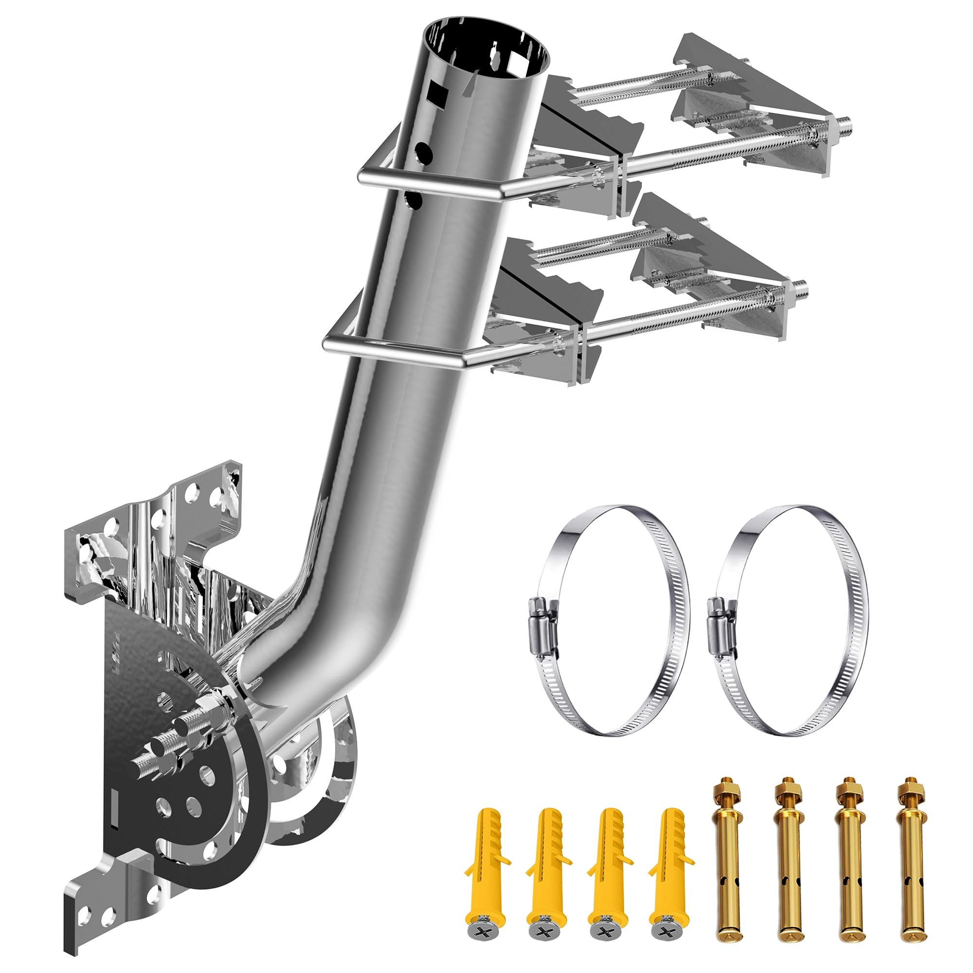 Universal Stainless Steel Antenna Mount with 2 UBolts, Weather Station Mounting Pole, 15