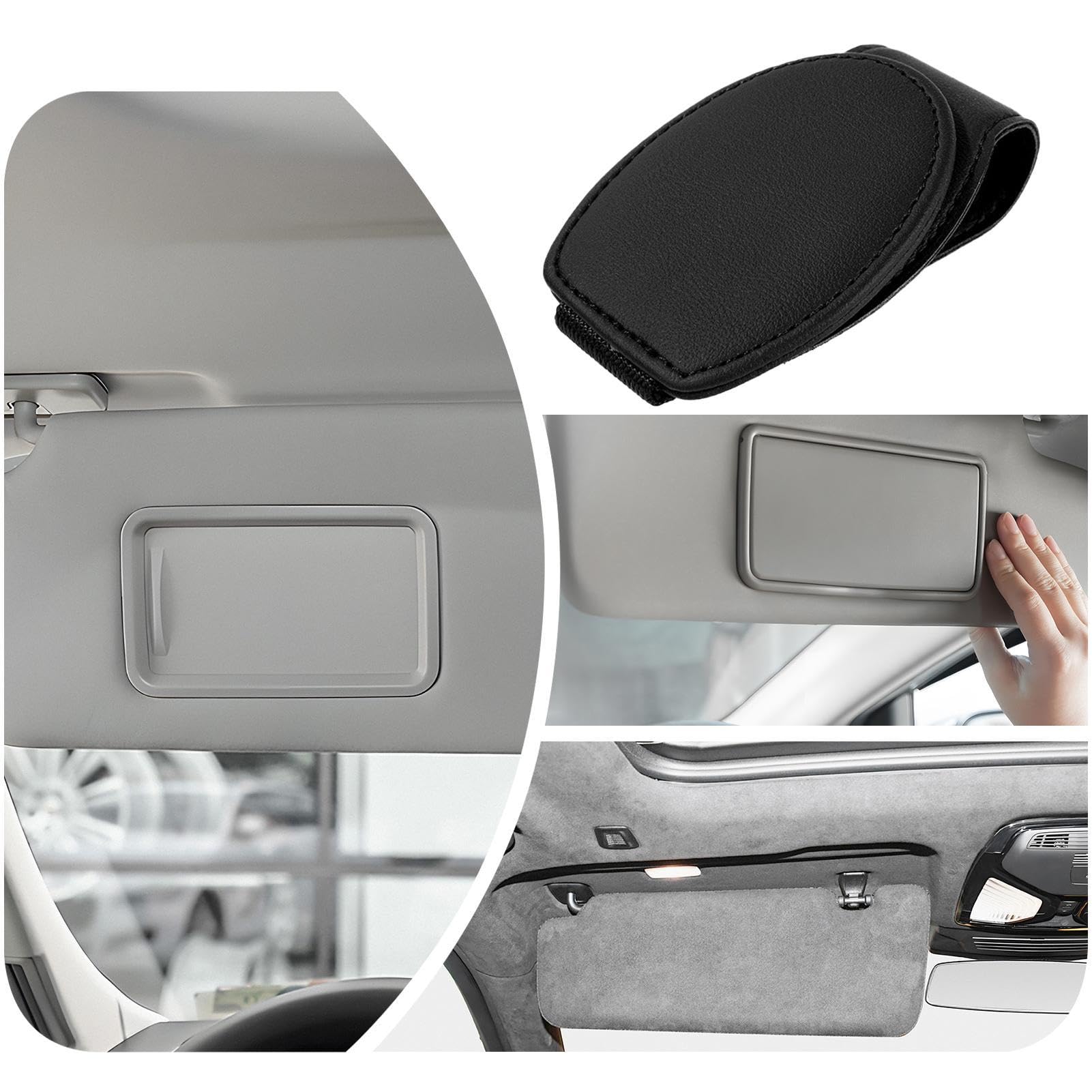 YALiya Portaocchiali Auto Magnetico In Vera Pelle - Pratico E Sicuro Per Occhiali Da Sole - Foto 4