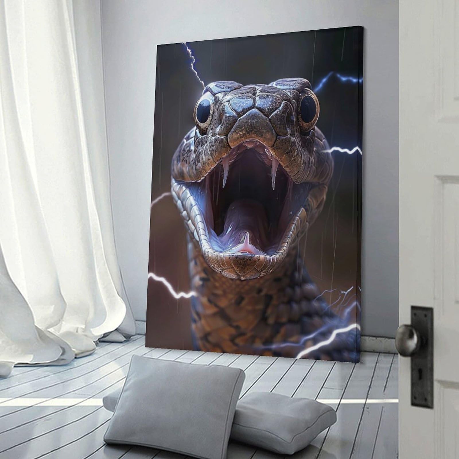 Junmoney Snake Lightning Wall Art Print 20x30inch(50x75cm), for Hallway, Entryway Or Landing, Wall Decor to Refresh Empty Corners, for Cosy Room Updates