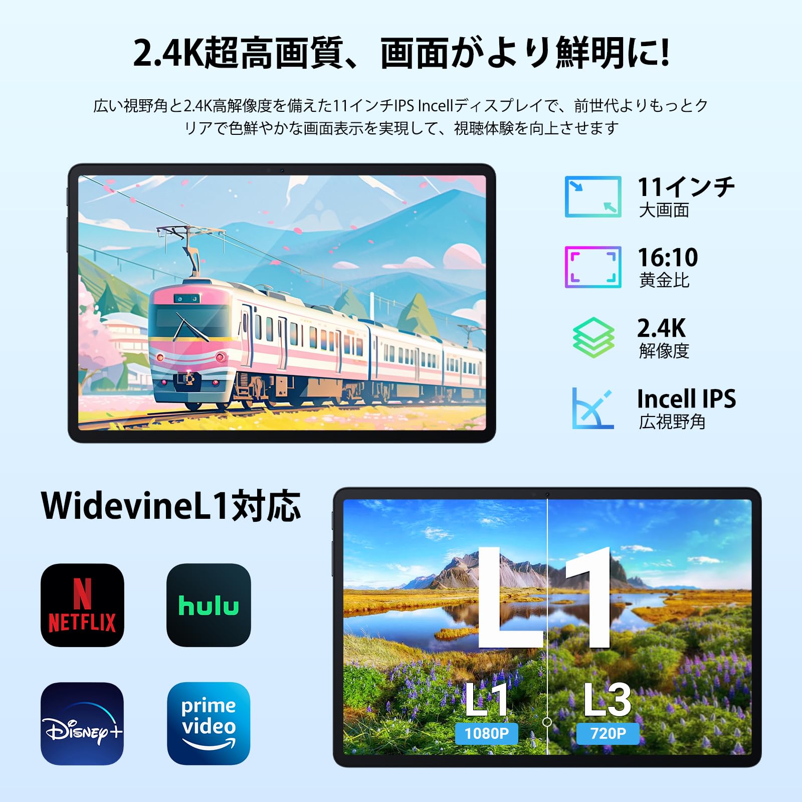 Blackview Tab9 WiFi 11インチ 2.4K FHD IPS タブレット