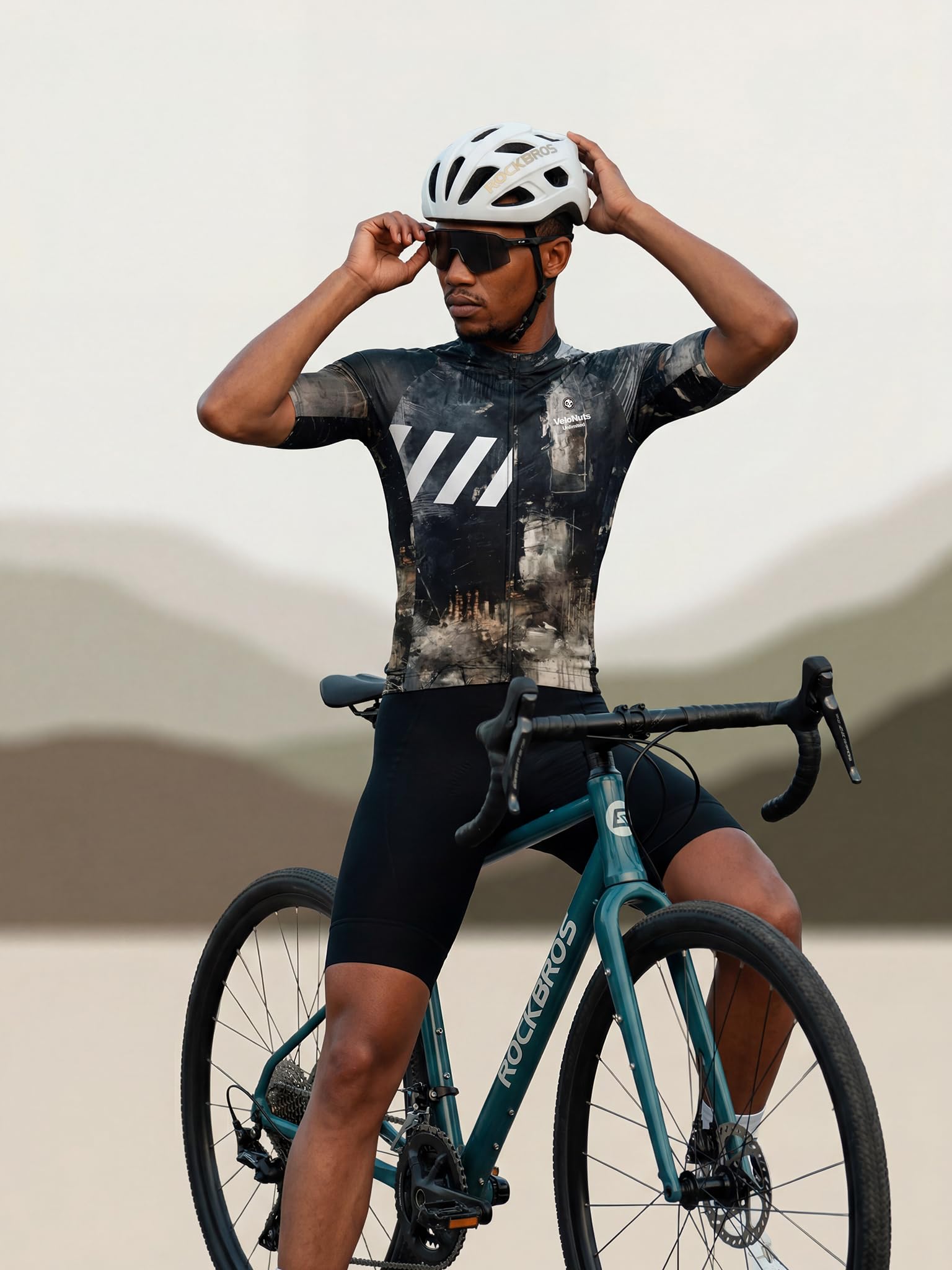 Maglia da ciclismo a maniche corte da uomo, traspirante, Urban Camo